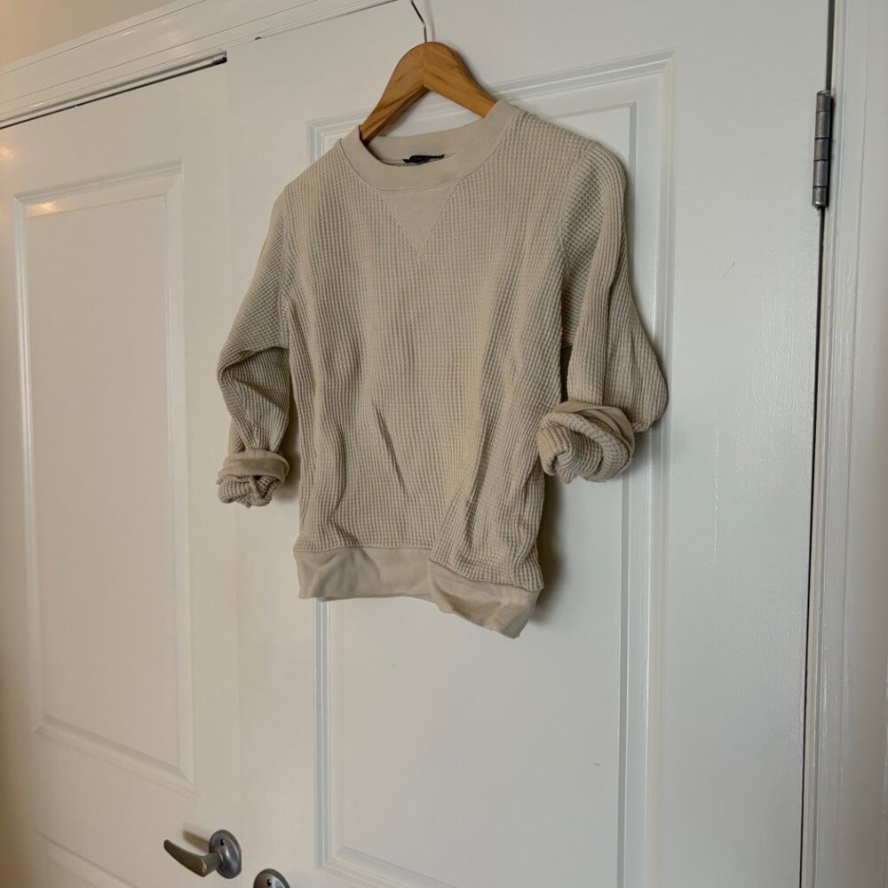 J. Crew Waffle Knit Thermal Long Sleeved Shirt in Cream